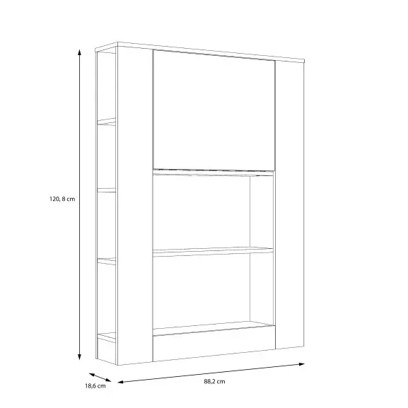 Etajera Multifunctional Alb, 88,2 x 120,8 x 18,6 (62,2) cm
